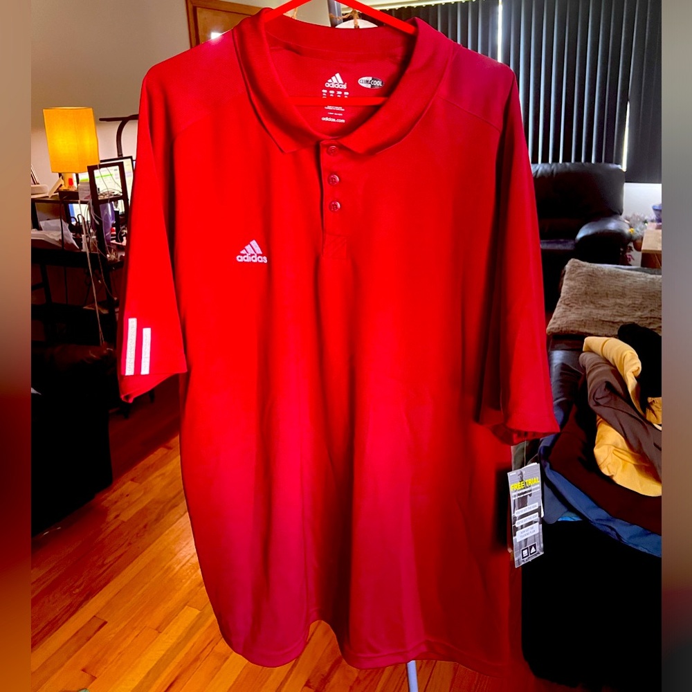 New with tags red Adidas polo